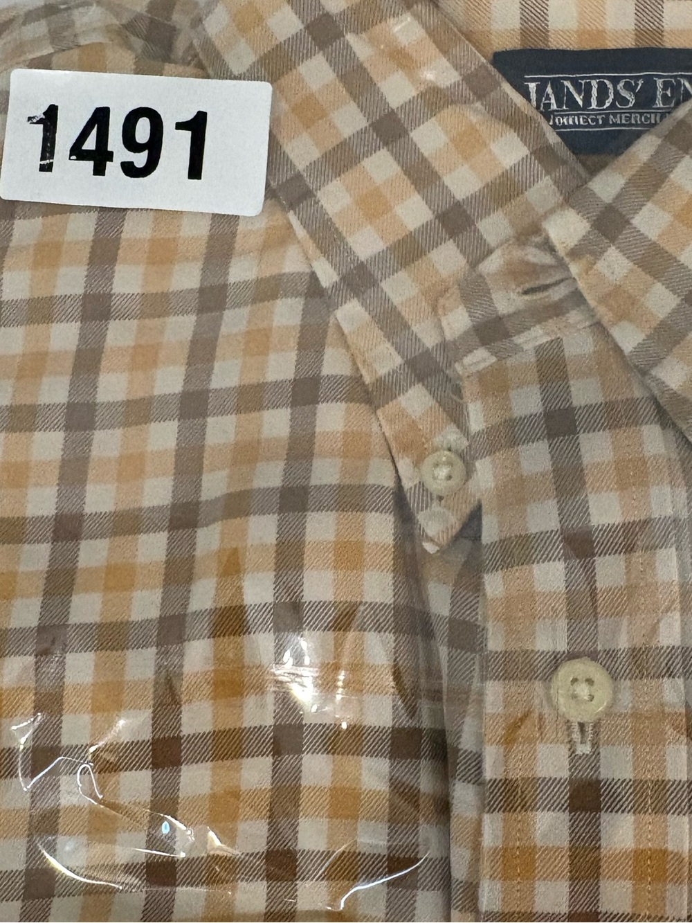 Lands' End Men Collared Button-Down long sleeve Shirt cotton see measurements - Picture 4 of 4